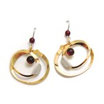 Shiny gold Circles with Red Acrylic Stone Dangles